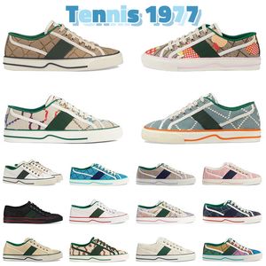 hot Luxury Designer Tennis canvas shoes Flat Rubber 1977 Casual shoes for men and women Green Red Striped mesh elastic cotton Breathable outdoor sneakers