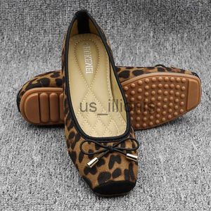 Klänningskor Leopard Ballet Flats med Bow 2019 Spring Autumn Women Slip On Loafers Ladies Fordable Ballerina Flats Comfy Casual Flat Shoes J230727