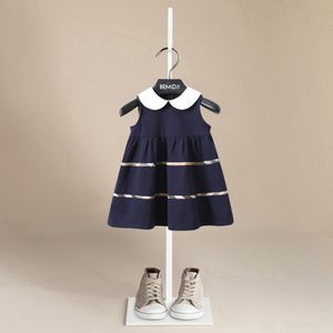 Abiti da ragazza Estate Moda casual Colletto per la sera Abiti da neonata Bambini Senza maniche Scozzese Abiti da principessa a trapezio in stile britannico per ragazze 230726