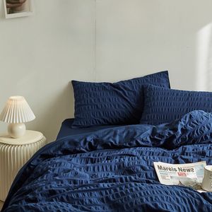 Sängkläder sätter ren bomullsbäddar Set Plain Blue Solid Däcke Cover Double King Size Bedbling Kit Plain Colors Bed Sheet Cover Pillow Case Bed 230726