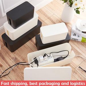 New Cable Storage Box Plastic Power Strip Cable Storage Container Cord Hider Box Cord Organizer Storage Case Socket Box For Home Y229W