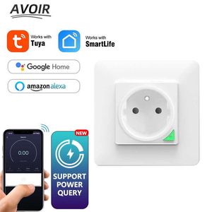 Smart Power Plugs Avoir Zigbee Smart Wall Socket WiFi Connect French Plug White 16A Voice Control Tuya Smart Life App fungerar med Home Alexa HKD230727