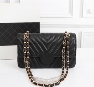 Bolsas de grife Bolsas de ombro Bolsas Totes Moda feminina corpo cruzado Designer em forma de V Bolsa Mensageiro Envelope Couro preto caviar Bolsas clássicas de corrente