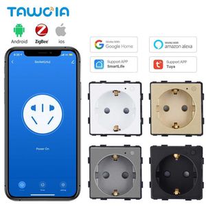 Smart Power Plugs Tawoia Eu Zigbee Wall Socket Focket Part Power Smart Life App Control Alexa Wireless Hocket Home Smart HKD230727