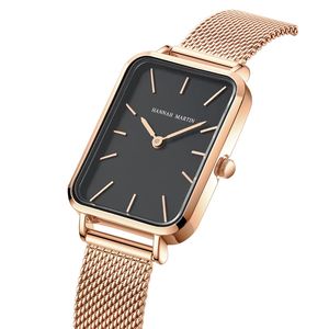 Wristwatches Rectangle Ultrathin Nordic Bauhaus Simple Design Japan Quartz Lady Fashion Stainless Steel Mesh Bracelet Belt Watches for Women 230727
