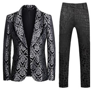 Мужские костюмы Blazers Fashion Luxury Men Business Wedding Banquet Soirt 2 Piece Classic Prom Party Jacquard Tuxedo Blazer и Pant Big Size 5xl-S 230727