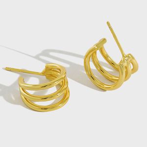 Koreańskie potrójne linie kolczyki z obręczami dla kobiet panie 100% 925 Srebrny Brinco Earring Fine Party Jewelry Gift Yme324