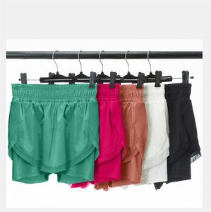 Roupas femininas de ioga LU verão shorts de cintura alta para exercícios calças curtas fitness roupas para meninas corrida elástica para adultos calças esportivas forradas respiráveis