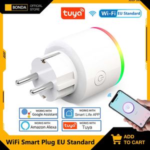 Smart Power Plugs Bonda WiFi Smart Plug Power Monitor Tuya Electrical RGB Sockets UE Padrão 16A Smart Life Origlets Funciona com a casa Alexa HKD230727