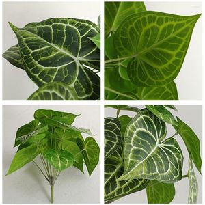 Dekorativa blommor Användbar tydlig textur Easy Care Heart Shape Simulation Green Leaf Home levererar konstgjorda växtblad
