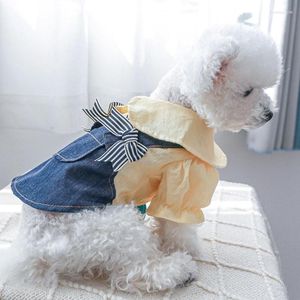 Dog Apparel Dress With Stripe Bowknot Decors Skirt Spring Summer Wedding Dresses