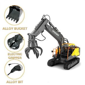 Electric RC CAR 2.4G 3IN1 Legering RC Excavator 1 16 17ch Big Trucks Simulation Remote Control 3 Type Engineer Vehicle Toys E568 230726