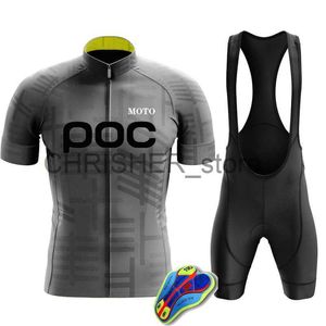 Set di maglie da ciclismo 2022 MOTO POC Set di maglie da ciclismo Bicicletta da uomo Manica corta Abbigliamento da ciclismo Bike Maillot Maglia da ciclismo Pantaloncini con bretelle 19D GEL Pad x0727