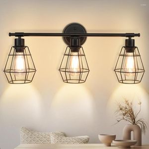 Wall Lamp Depuley Industrial Metal Wire Cage Light Bathroom Vanity For Mirror Cabinets Dressing Table Bedroom Hallway Black E26