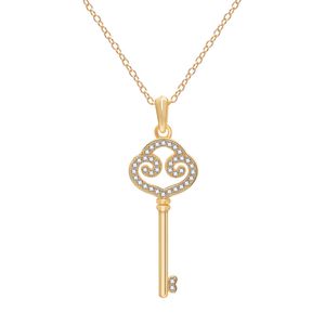 European and American trendy design s925 sterling silver somersault cloud gold key shape lock bone chain light luxury zircon