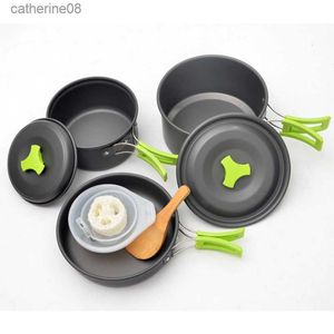 Camping Cookware Kit Outdoor Aluminum Cooking Set Kettle Pan Pot Travelling Hiking Picnic BBQ Tableware Equipment L230621