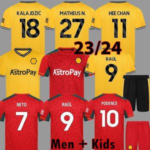 Wolves 23 24 Soccer Jerseys Home Away RAUL SEMEDO NETO NEVES TRINCAO Wanderers J OTTO PODENCE GIBBS HEE CHAN Wolverhampton 2023 2024 Men Football Shirts Kids Kits