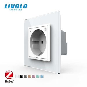 Smart Power Plugs Livolo Standard UE Nuova presa di corrente Smart Wifi Pannello in vetro grigio cristallo Smartphone 16A Presa a muro App HKD230727