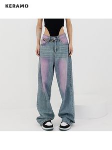 Damen Jeans Damen Y2K Harajuku Hohe Taille Vintage Lose Jeans Hosen Amerikanische Retro Streetwear Weites Bein Baggy Tie Dye Denim Hose 230726