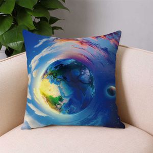 Cushion/Decorative Cosmic Blue Planet Cover Fantasy Astronaut Cover Decorative Home Soft Garden Chair Cushion Cover