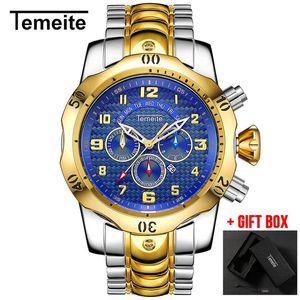 Relogio Masculino Temeite Watches Men Quartz Watch Business Fashion Waterproof Large Wristwatches Drop reloj hombre240b