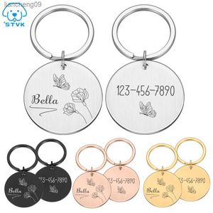 Incisione personalizzata Pet Dog Name Tag Personalizzato Puppy ID Tag Collare per cani Targhetta Anti-perso Portachiavi in metallo Accessori L230620