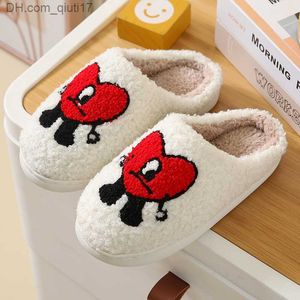 Slippers Fun Home Cotton Shoes Cute Bad Rabbit Loves Slippery and Platform Shoes Wool Flat Bottom Winter Shoes Women's Gift Z230727