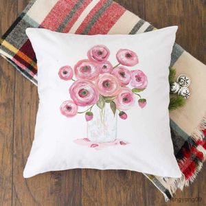 Kudde/dekorativt rosa blommor tryck KUDHION COVING Fashion Case Decoration vardagsrummet soffa hemmakontor Trädgård Fodral Anpassningsbar R230727