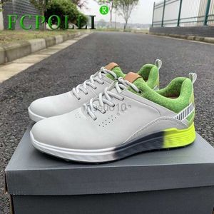 Andere Golfprodukte Originales Golftraining für Herren echte Leder-Fitness-Sneaker Männer Anti-Schlitten-Golfschuhe Mann Marke Designer Golf Sneakers männlich HKD230727