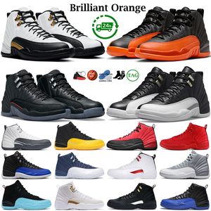 Mens 12s 농구화 jumpman University Gold Indigo Flu Game Royal Dark Gray Gym Red Black 남성 트레이너 운동화 스포츠 스니커즈