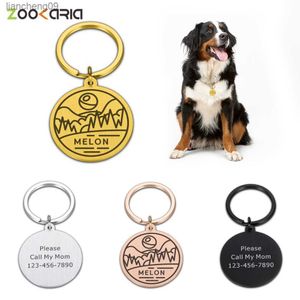 Placa de cachorro personalizada crachá de animal de estimação medalha anti-perda etiquetas de endereço graváveis a laser para cães etiqueta para acessórios de animais de estimação gato L230620