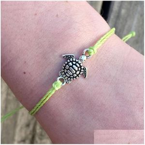 Charm Bracelets Make A Friendship Girls Uni Engagement Dama de Honra Tartaruga Verde Mar Tartaruga Para Mulheres Drop Delivery Jóias Dh7Lk