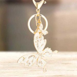 Keychains Lanyards Keychains Cute Rhinestone Crystal Mother And Child Butterfly Keychain Animal Key Chain Ring Holder Pendant Keyring