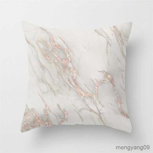Kudde/dekorativt marmormönster Polyester Tryckt fyrkantigt täckbilsoffa täcker enkla heminredning kan anpassas R230727