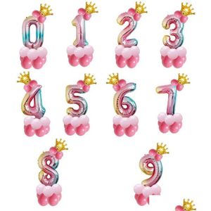 Christmas Decorations New Festive 13Pcs/Set Birthday Balloons Rainbow Number Foil Kids 1St Party Happy Drop Delivery Home Garden Suppl Dhsjn