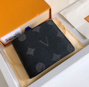 高級レザーデザイナー財布ウォレットファッションレトロブラウンブラックフラワーメンクラシックカードホルダーコイン有名なクラッチウォレットカードとコインカードホルダー