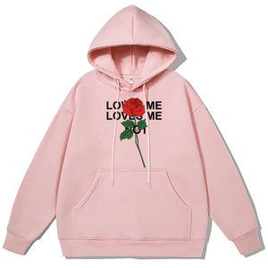 Mens Hoodies Sweatshirts Beni Seviyor Red Roses Street Moda Hoodie Erkekler Bahar Pamuk Kişilik Gündelik Hoody Gevşek Büyük Boyut Çift Sweatshirt 230727