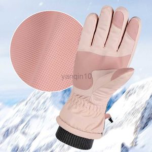 Ski Gloves Ski Gloves Waterproof Full Finger Gloves Touchscreen Non Slip Wrist Leashes Fleece Lined Glove for Snowboarding Riding HKD230727