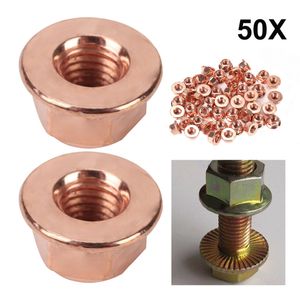 Takım Parçaları 50pcs M8 Bakır Egzoz Kilit Fındık Turboşarj Manifold Anti Gevşek Vida Kapakları Set Boru Baş Hex Stud Flanş Bağlanıcılar 230727