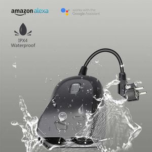 Inteligentne wtyczki zasilania Outdoor Wi -Fi Smart Wtyczka IP44 Wodoodporna gniazdka Tuya Smart Garden Water Timer Gniazdo zdalne sterowanie WIFI WIFI z Alexa HKD230727