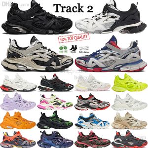 Balencaigashoe Casual 17FW Parça 2 Ayakkabı 20 Track2 Triple S Triples Clear Sole Paris Tasarımcısı Naylon Platform Kadın Erkekler Kadın Siyah Beyaz Spor Ayakkabı Sneaker Street