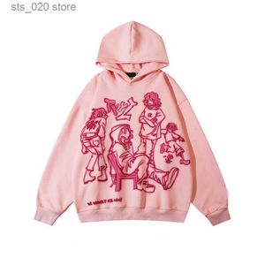 Moletons femininos com capuz 2023 Y2K Streetwear rosa moletom com capuz moletom com capuz gráfico de desenho animado outono Harajuku Anime pulôver com capuz Hip Hop Hipster T230727
