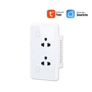 Smart Power Plugs TUYA Smart Wall Socket Touch switch US Standard Glass Frame Power Monitor Socket Electrical Outlet Work With Alexa Home HKD230727