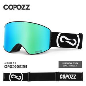 Óculos de esqui COPOZZ profissional magnético óculos de esqui UV400 proteção antiembaçante óculos de esqui para homens e mulheres lentes de troca rápida óculos de snowboard 230726