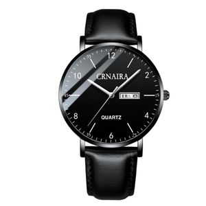 CRNAIRA Black Steel Mesh Band Quartz Mens Watches Lysande kalender titta på stora tre händer avslappnade affärer som säljer armbandsur2883