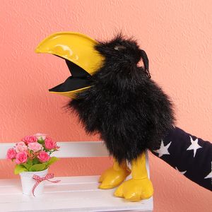 Puppets Super Cute Crow Hand Puppet Plush Toy Baby Birthday Gift Storytelling Props 230726