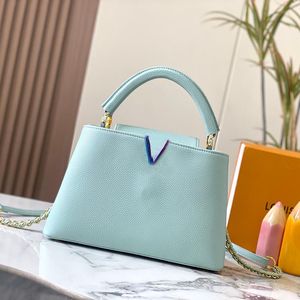 Bolsa de corrente Bolsa de ombro Bolsa de mão com alça superior Bolsa de mão feminina Designer bolsas crossbody Sacos de loja Bolsa com aba Couro granular Alça removível de qualidade Hardware colorido