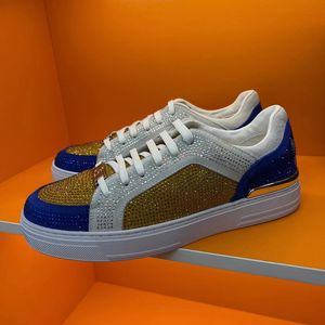 Mode Hommes Chaussures Habillées SkullBones Mocassins Bas Épais Running Sneakers Italie Populaire Bande Élastique Bas Strass Cuir Designer Run Casual Trainers Box EU 38-44