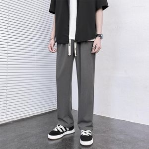 Pantaloni da uomo Moda Uomo Casual Autunno Elastico Largo Pantaloni dritti Pantaloni sportivi a gamba larga con coulisse Streetwear Grigio cachi