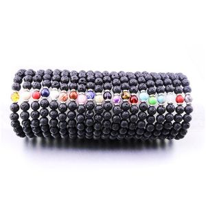 Beaded 20Colors 8Mm Natural Black Lava Stone Beads Cross Bracelet Diy Volcano Rock Essential Oil Diffuser For Women Men Drop Deliver Dhgyk